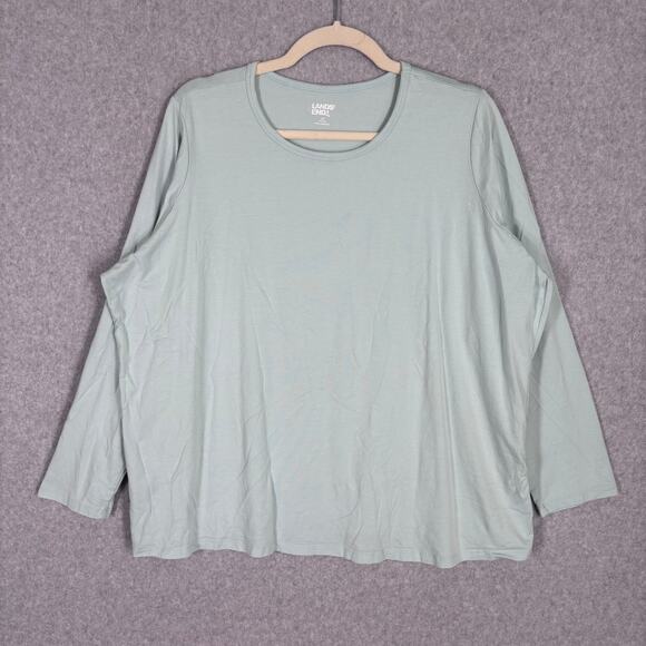 Lands End Shirt 2X‎ Green Cotton Modal Stretch Thin Base Layer Basic Mint Soft - Picture 1 of 10